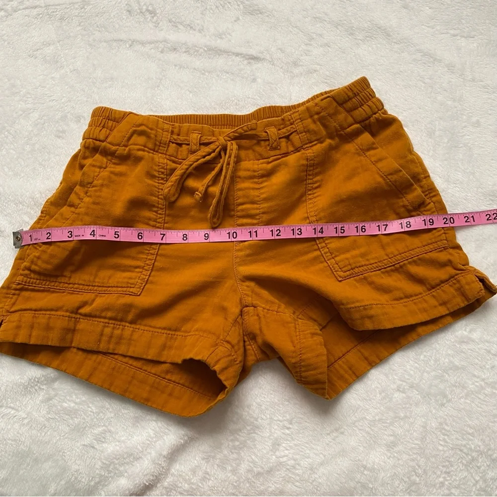 Mustard Orange Crinkled Styled Pull On Shorts - Picture 7 of 11
